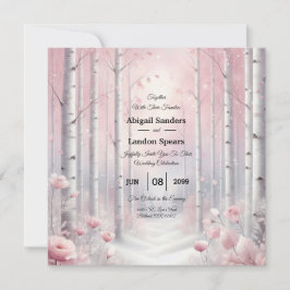 Frosted Petals in a Winter Woodland Wedding Inbjudningar