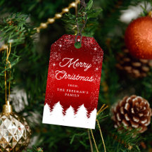 Frosted Red & White Merry Christmas Holiday