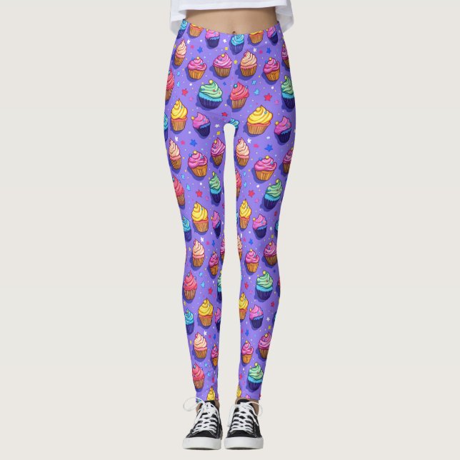 Frosted Roligt Cupcoa Mönster: Whimsical Bakery Leggings (Framsida)