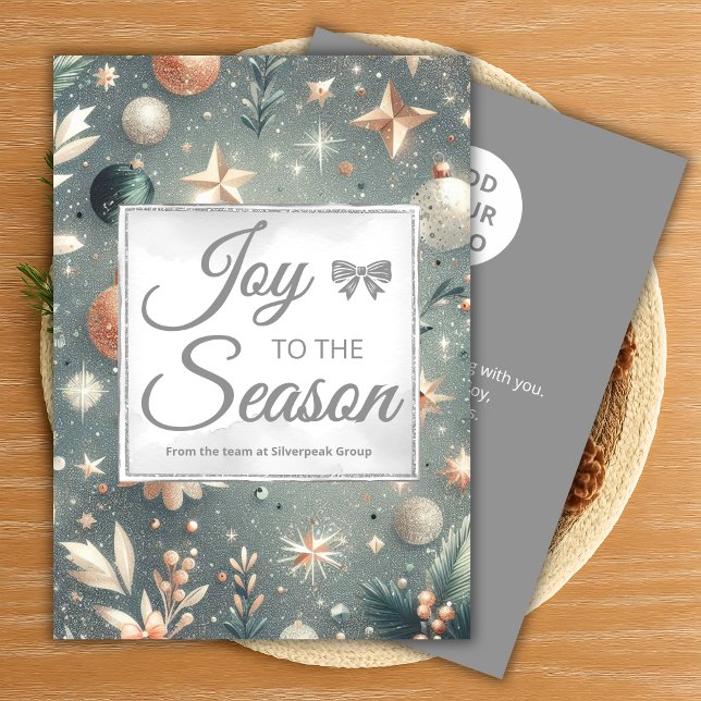 Frosted Silver Script Holiday Card Julkort (Skapare uppladdad)