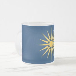 Frosted small glass mug with flag of Macedonia Frostad Glasmugg