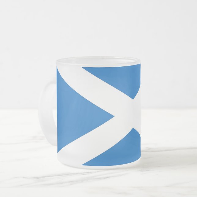 Frosted small glass mugg with flagga of Scotland,  (Framsida vänster)