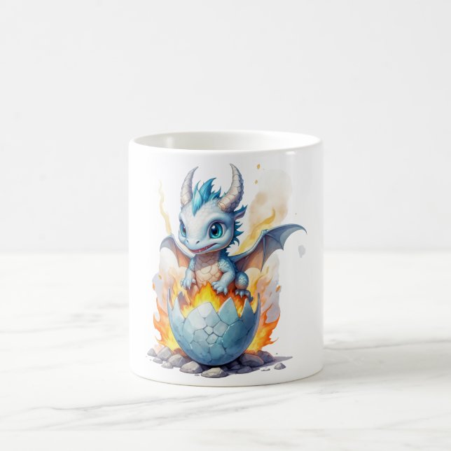 Frostfire Hatchling Blue Dragon Fantasy Kaffemugg (Center)