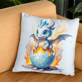 Frostfire Hatchling Blue Dragon Fantasy Kudde