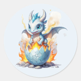 Frostfire Hatchling Blue Dragon Runt Klistermärke