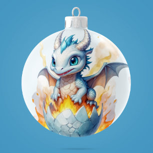 Frostfire Hatchling Personlig Dragon Julgransprydnad Keramik