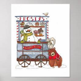 Frosticks Candy Cart - Cute Helgdag Snögubbe Poster