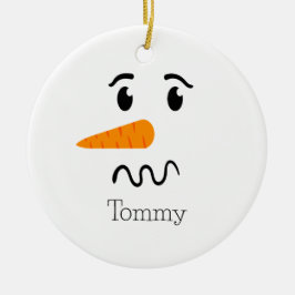 Frostift Snögubbe Confuse Ansikte Julgransprydnad Keramik