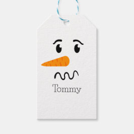 Frostift Snögubbe Confuse Ansikte Presentetikett