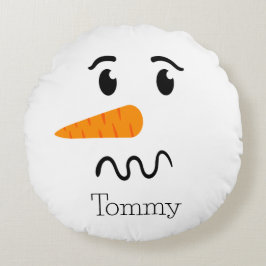 Frostift Snögubbe Confuse Ansikte Rund Kudde