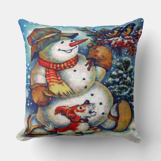 Frostift snögubbe och julhelgen kudde (Framsida)