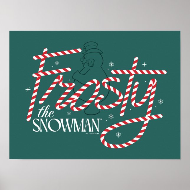 Frostift vid Snögubbe Candy cane Logotypen Poster (Framsidan)