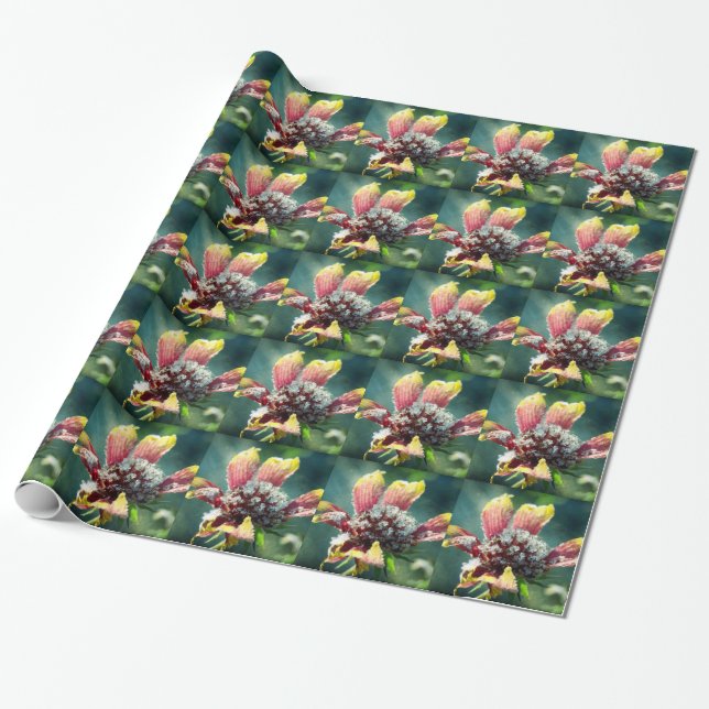 Frostig Blomma Presentpapper (Utrullad)