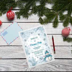 Frostig Elegant Blå & Vit Frostig Jul Inbjudningar
