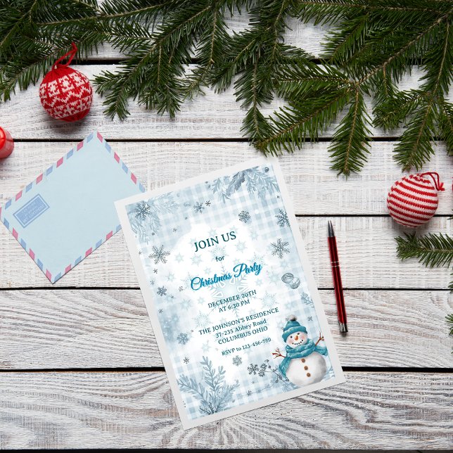 Frostig Elegant Blå & Vit Frostig Jul Inbjudningar (Skapare uppladdad)
