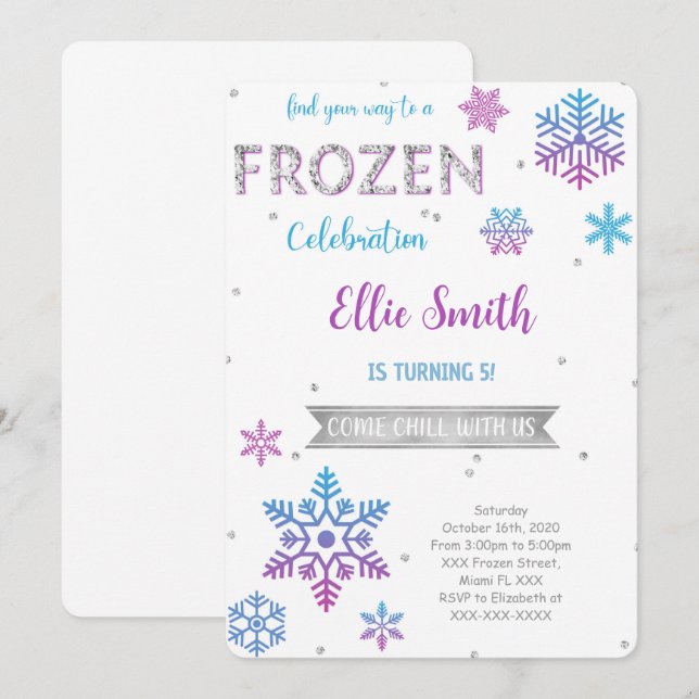 Frostig födelsedagsinbjudan inbjudningar (Fram/baksida)