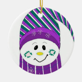 Frostig i stripe Hat och Scarf Julgransprydnad Keramik