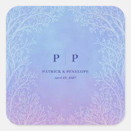 Frostig Lavendel Blågrön Etisk Träd Båge Fyrkantigt Klistermärke