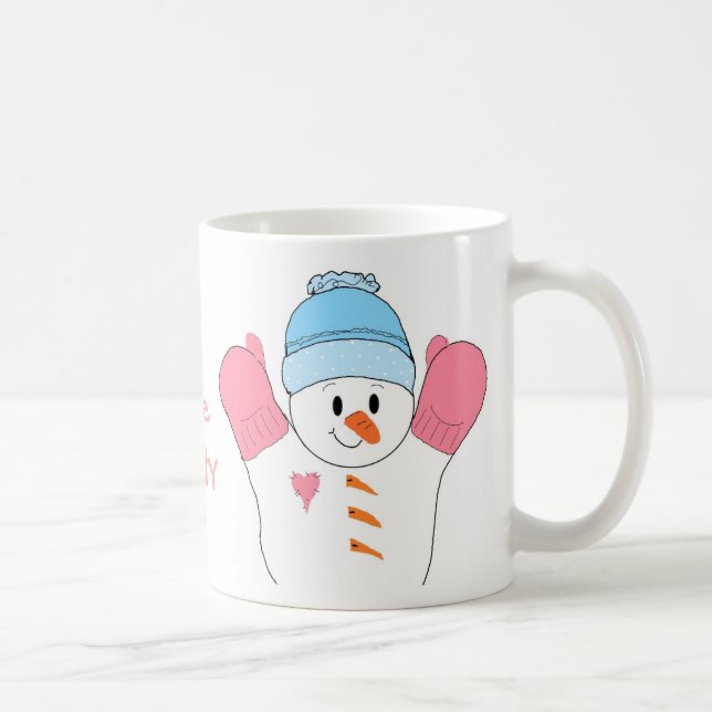 Frostig Snöman i Rosa Kaffemugg (Höger)