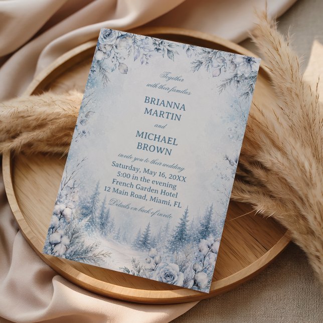 Frostiga blommor ovanför vintern inbjudningar (Skapare uppladdad)