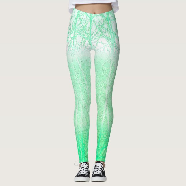 Frostiga Dimmiga Grenar Mintgrön Leggings (Framsida)