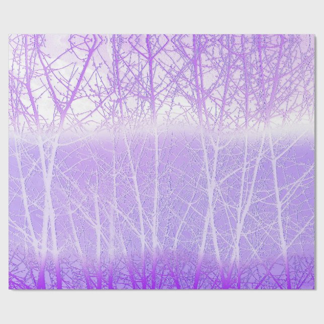 Frostiga dimmiga träd i lila lavendel presentpapper (Platt)