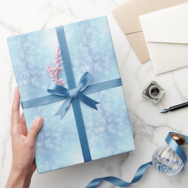 Frostiga Snöflingor Blå Jul Presentpapper (Gifting)