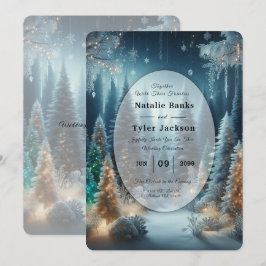 Frostiga tallar i vinterglans bröllop inbjudningar