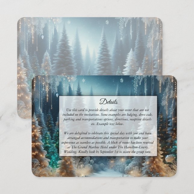 Frostiga tallar i vinterglans bröllop tilläggskort (Fram/baksida)