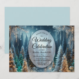 Frostiga tallar i vinterglöd bröllop inbjudningar