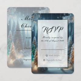 Frostiga tallar i vinterglöd bröllop OSA kort