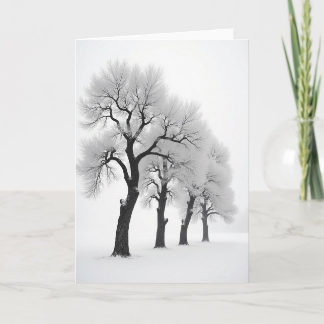 Frostiga Träd Julkort Kort (Framsida)