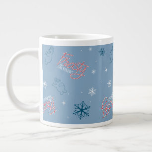 Frostigt Snögubbe Blue Snowflake Mönster Jumbo Mugg