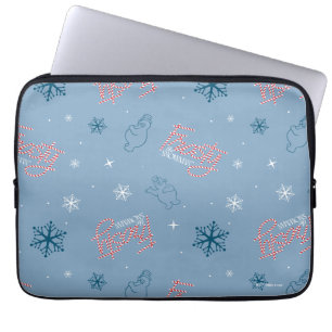 Frostigt Snögubbe Blue Snowflake Mönster Laptop Fodral