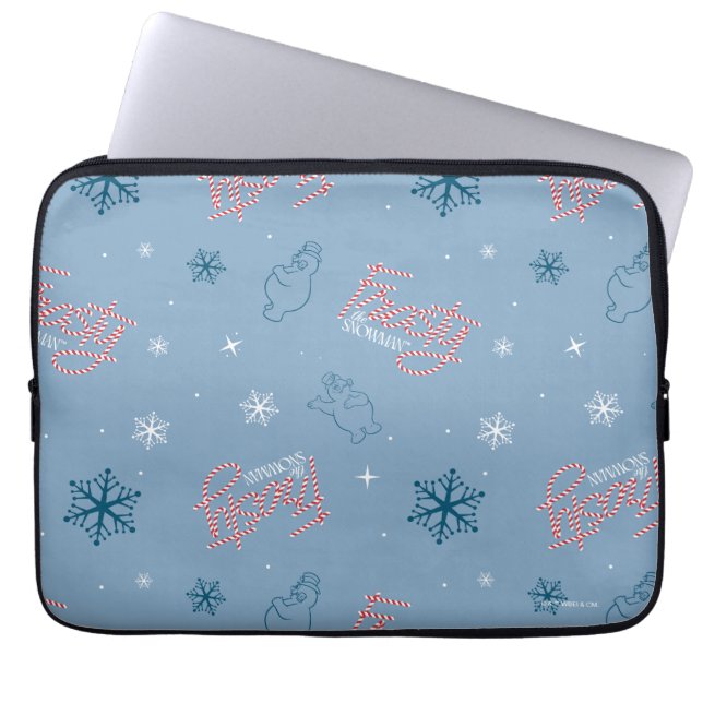 Frostigt Snögubbe Blue Snowflake Mönster Laptop Fodral (Framsidan)