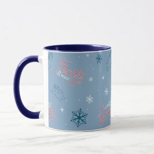 Frostigt Snögubbe Blue Snowflake Mönster Mugg