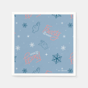 Frostigt Snögubbe Blue Snowflake Mönster Pappersservett