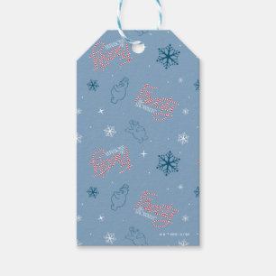 Frostigt Snögubbe Blue Snowflake Mönster Presentetikett