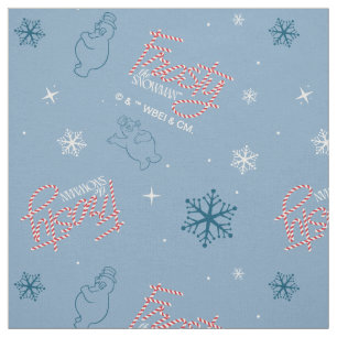 Frostigt Snögubbe Blue Snowflake Mönster Tyg