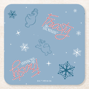 Frostigt Snögubbe Blue Snowflake Mönster Underlägg Papper Kvadrat