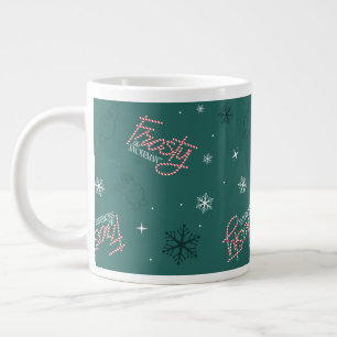 Frostigt Snögubbe Grönt Snowflake Mönster Jumbo Mugg