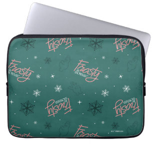 Frostigt Snögubbe Grönt Snowflake Mönster Laptop Fodral