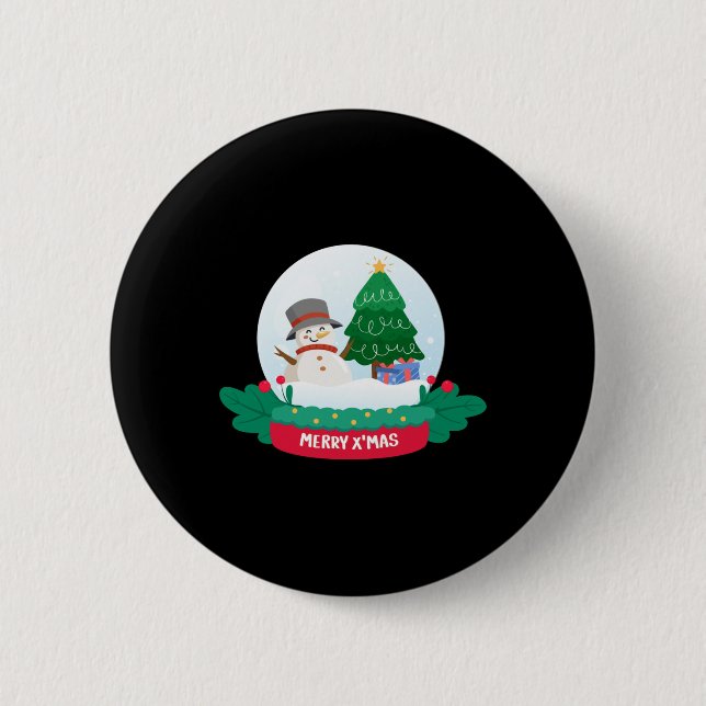 Frostiskt i Snögubbe God jul Knapp (Framsida)