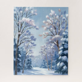 Frostlight Forest | Winter Snow Watercolor Nature Pussel