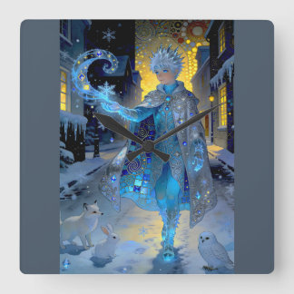 Frostmaker of a Moonlit Street – A Winter Portrait Fyrkantig Klocka