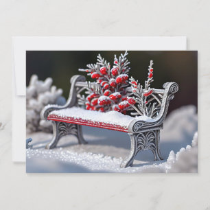 Frosttäckt bräcke i snöinställning julkort