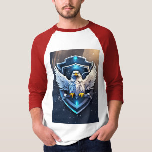 Frostwing Alliance: Futuristiska Eagle-Raven Emble T Shirt