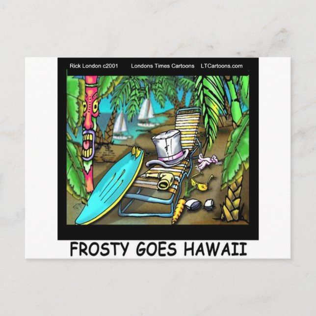 Frosty åker till Hawaii Rolig jul Helg Vykort (Framsida)