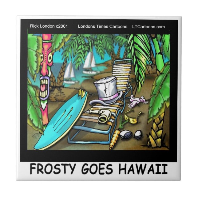 Frosty åker till Hawaii Rolig jul Kakelplatta (Framsidan)
