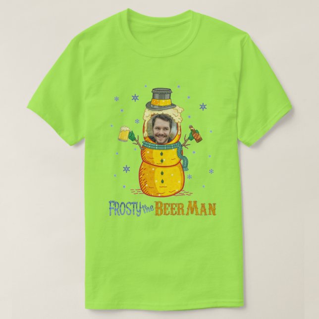 Frosty Beer Man Funny Ugly God Jul Personlig T Shirt (Design framsida)